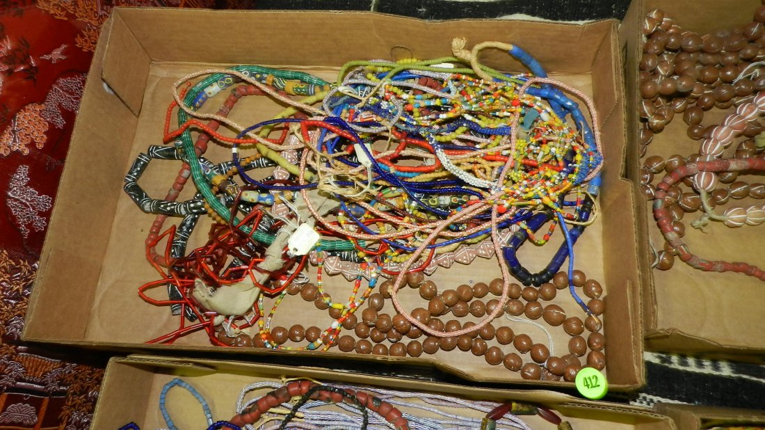 large group of handmade African trade bead necklaces, N: large group of handmade African trade bead necklaces, No tray
