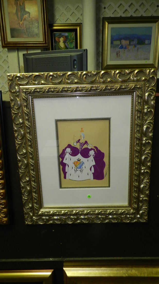wonderful / original signed gouache artwork by world: wonderful / original signed gouache artwork by world renowned artist Erte, titled La Grande Duchesse, estate purchased for $34,000.00 comes with COA and sales receipt, frame is 31 x 26 art is 14 5/8 x