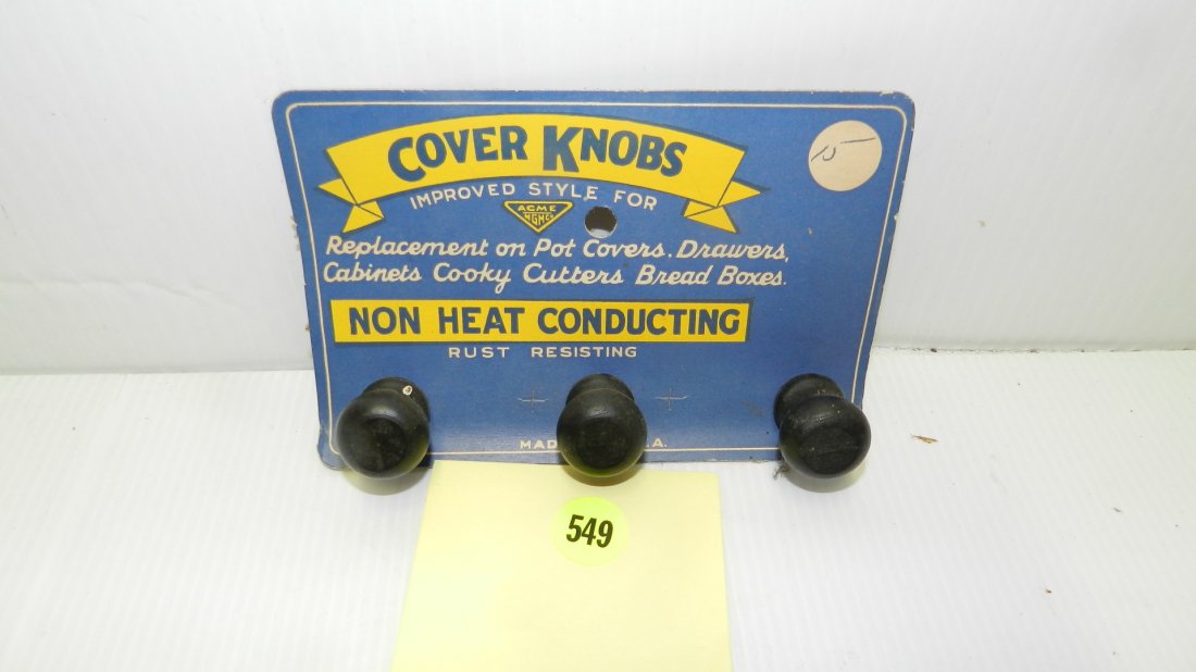 Vintage cardboard advertising for Cover Knobs, with kno: Vintage cardboard advertising for Cover Knobs, with knobs