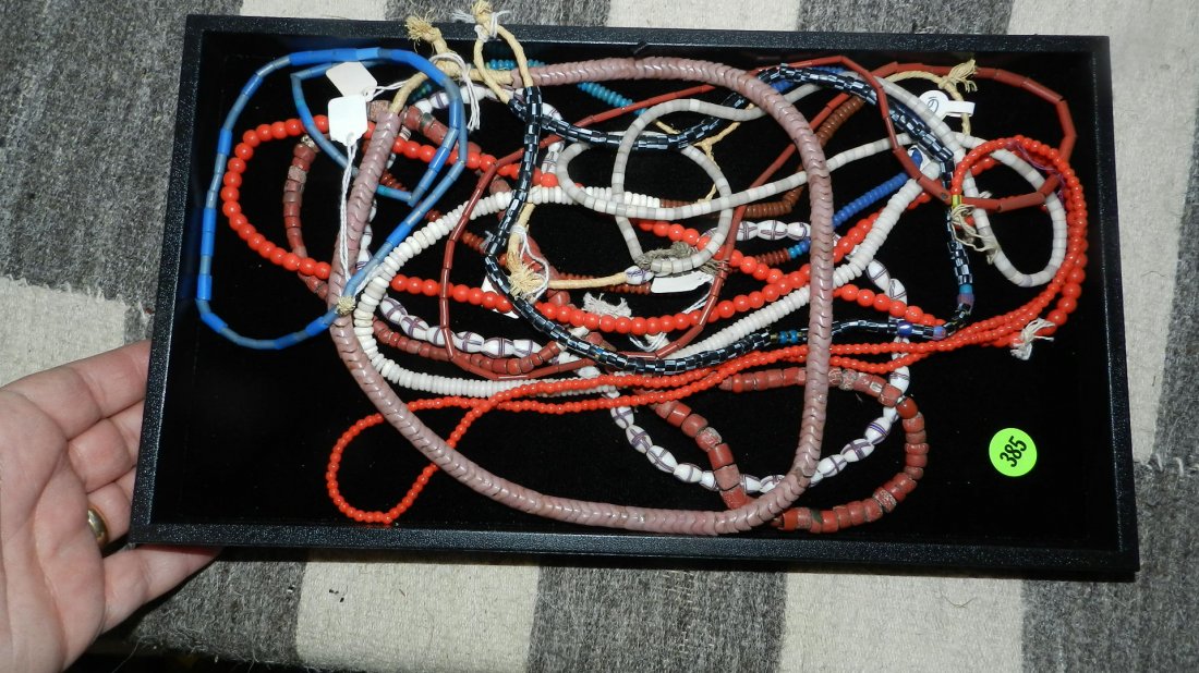 Tray of African bead necklaces: Tray of African bead necklaces
