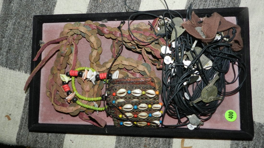 Tray of African bead necklaces: Tray of African bead necklaces