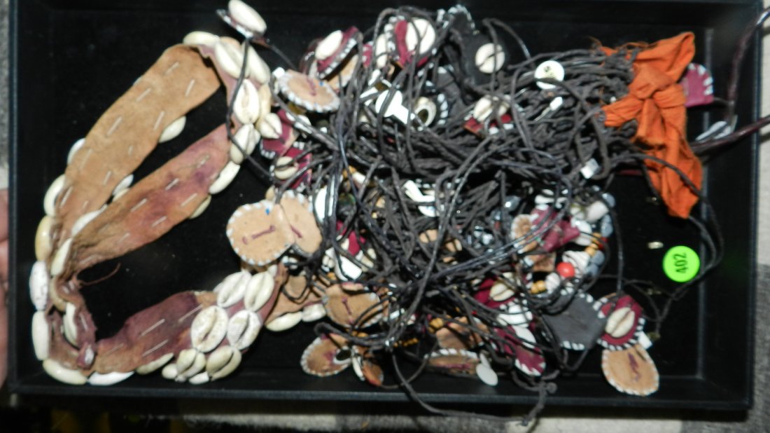 Tray of African bead necklaces: Tray of African bead necklaces