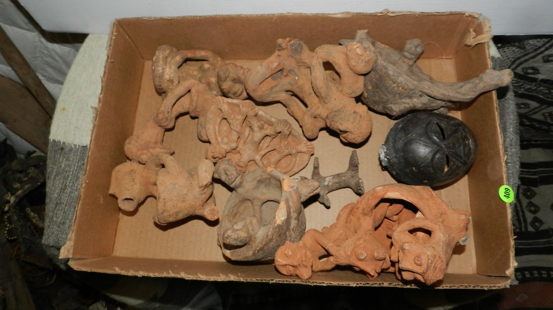 Box of clay figures from Africa: Box of clay figures from Africa