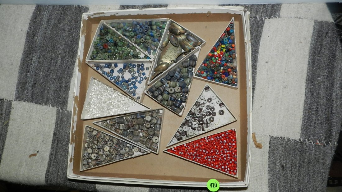 B) box of loose African trade beads, various sizes: B) box of loose African trade beads, various sizes