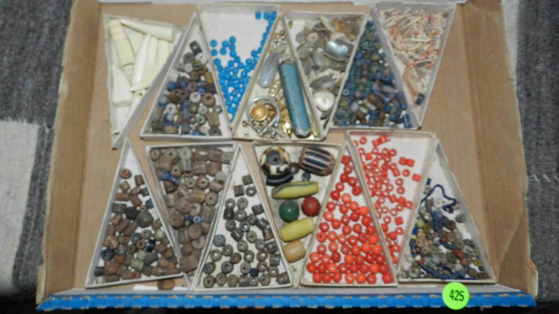 Tray of loose African beads: Tray of loose African beads
