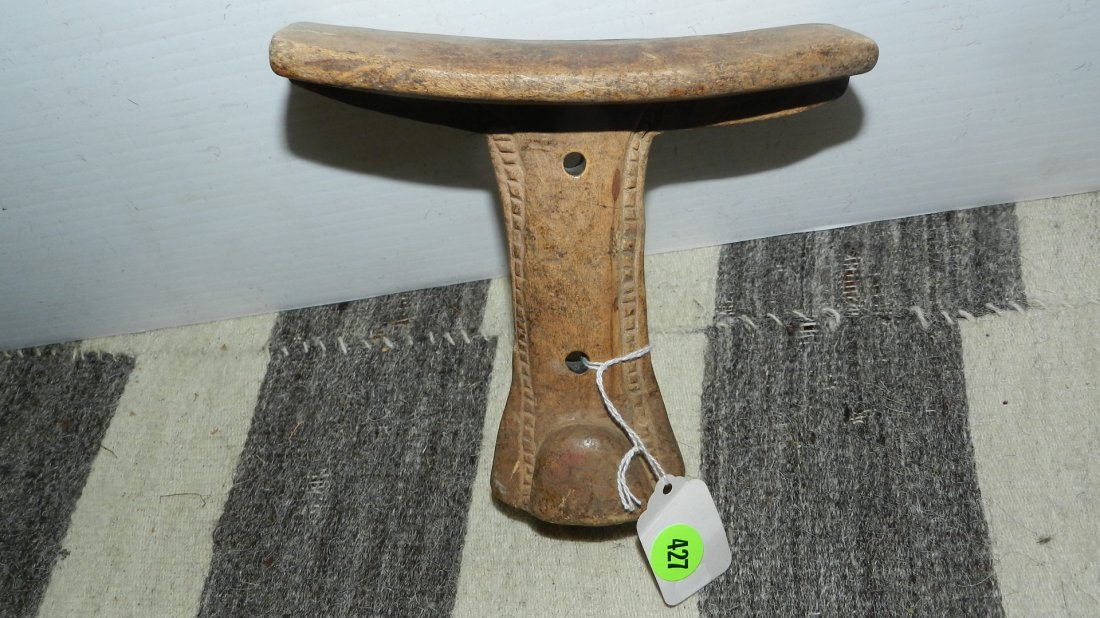 5265) African carved head rest. 6": 5265) African carved head rest. 6"
