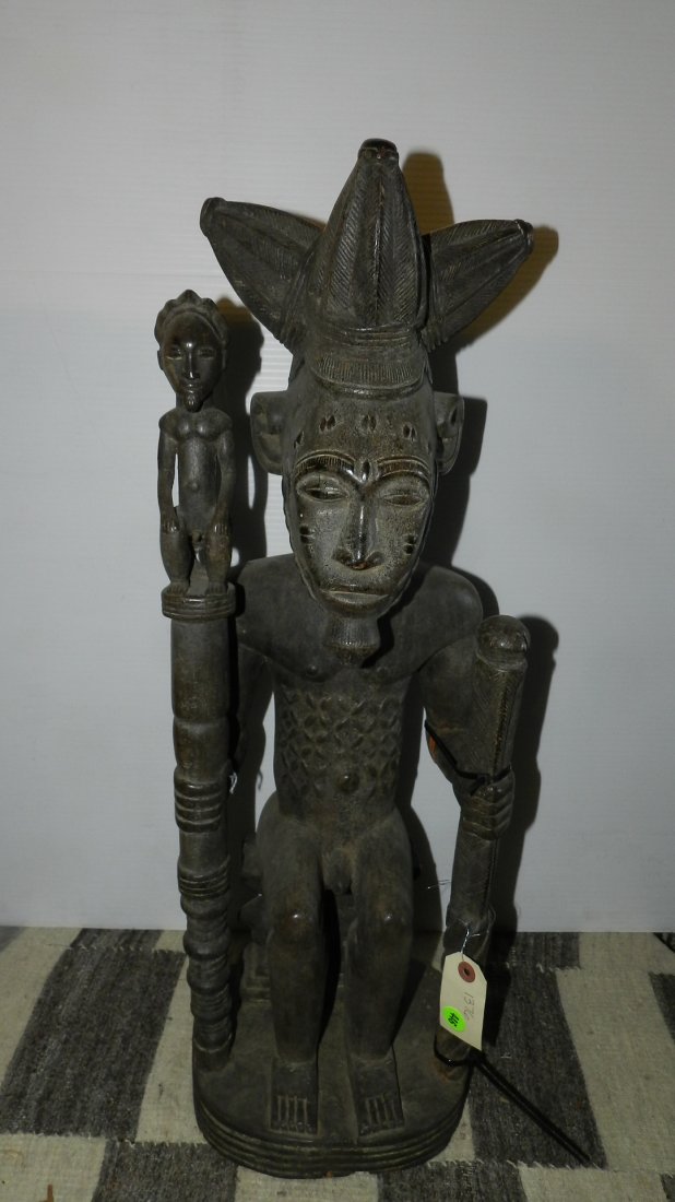 1376) Male Central African carved sitting figure, from: 1376) Male Central African carved sitting figure, from DR Congo. 26"