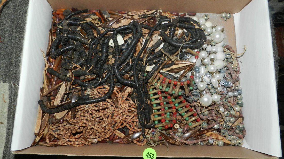 Tray of African bead necklaces: Tray of African bead necklaces