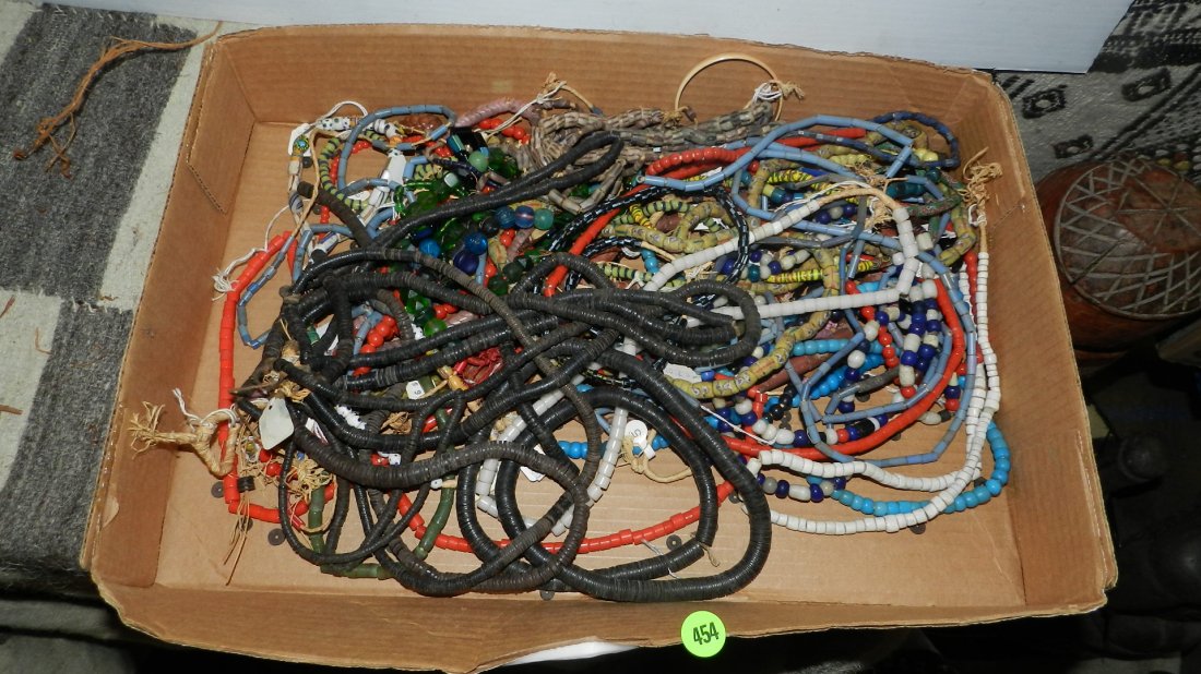 Tray of African bead necklaces: Tray of African bead necklaces