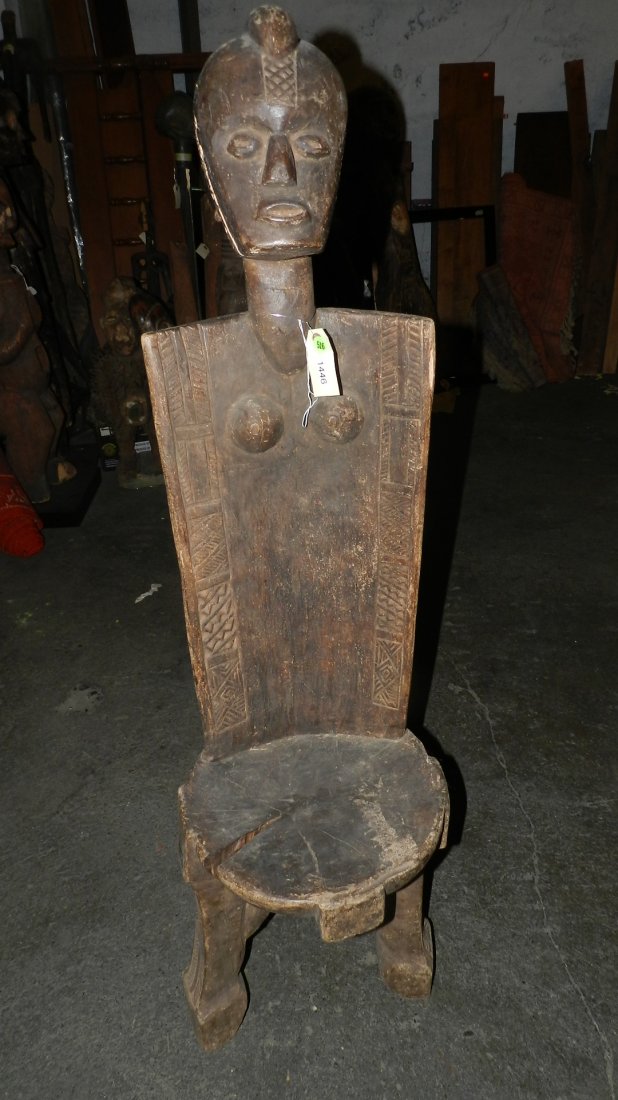 1446) High backed chair - East African, from Tanzania: 1446) High backed chair - East African, from Tanzania