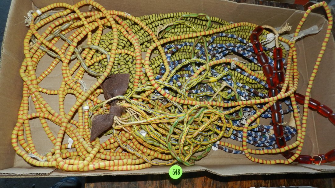 box of handmade African trade bead necklaces: box of handmade African trade bead necklaces