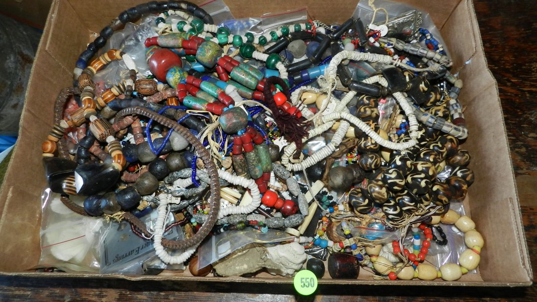 box of handmade African trade bead necklaces: box of handmade African trade bead necklaces