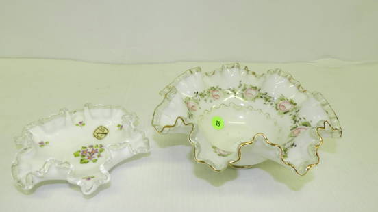 2 piece hand painted Fenton bowls, COND VG: 2 piece hand painted Fenton bowls, COND VG