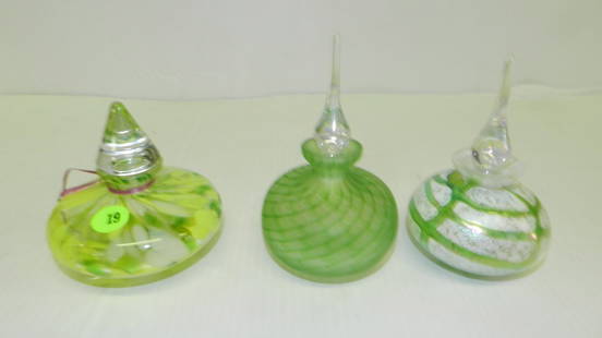 3 piece art glass perfume bottles. COND VG: 3 piece art glass perfume bottles. COND VG