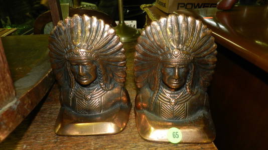 2 piece bronze Indian head book ends