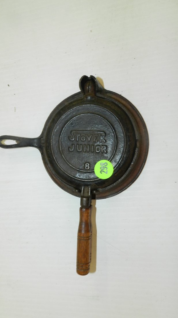 antique Primitive child's / salesman sample waffle: antique Primitive child's / salesman sample waffle maker Stover Junior 8