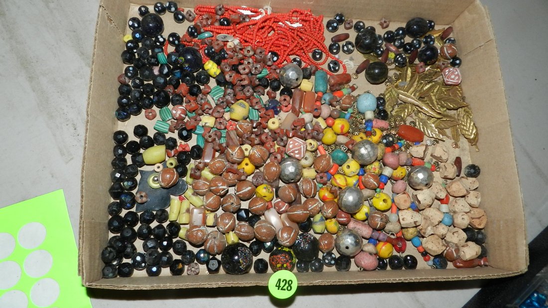 tray of African trade beads, no tray: tray of African trade beads, no tray
