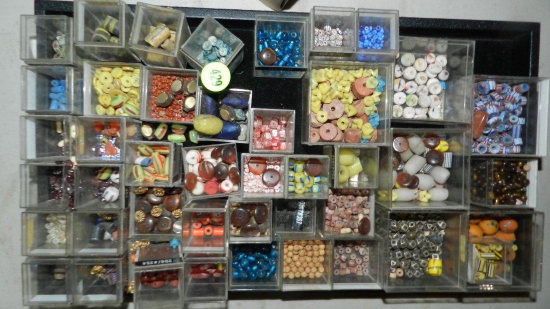 tray of African trade beads, mini's no tray: tray of African trade beads, mini's no tray
