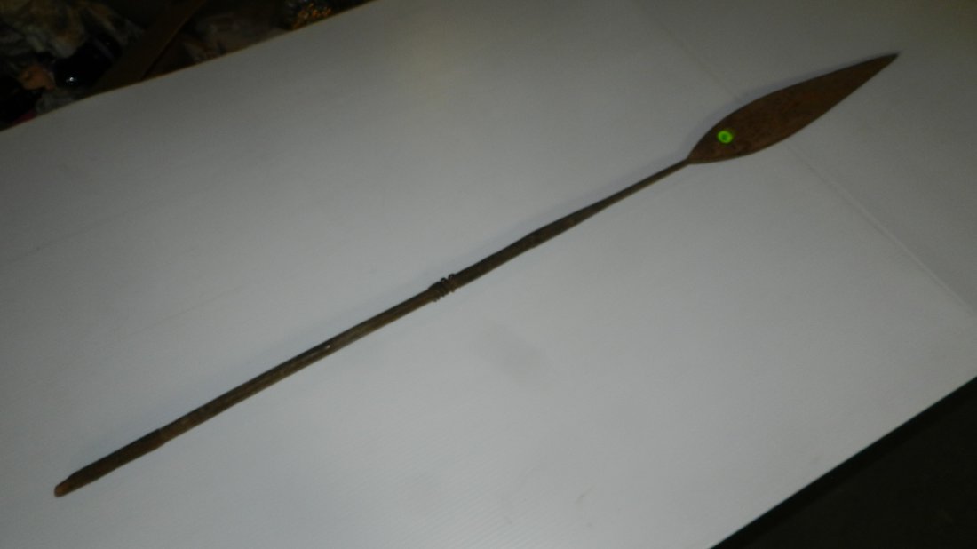 Original African wood shaft spear with metal blade,: Original African wood shaft spear with metal blade, (each spear 40-65") SSR