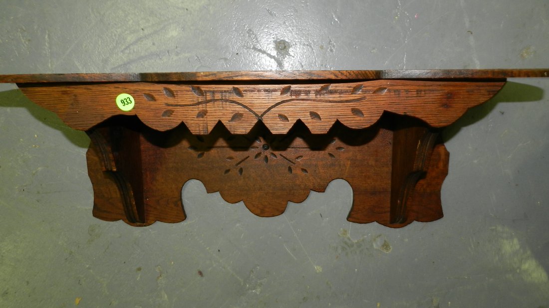 antique spooned carved clock shelf: antique spooned carved clock shelf