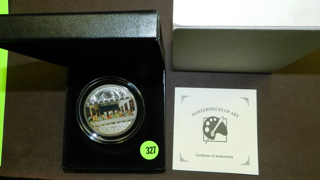 Amazing Cook 2008 Masterpieces of Art - Da Vinci The: Amazing Cook 2008 Masterpieces of Art - Da Vinci The Last Supper 3 Oz Silver Proof coin with Swarovski crystals, in box,