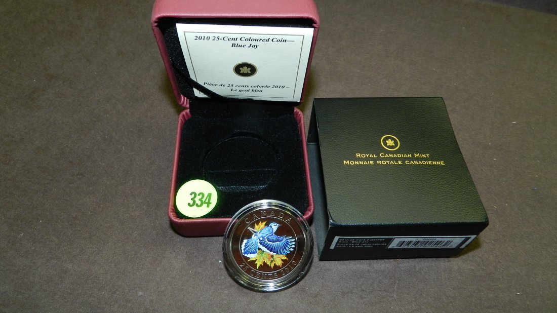 2010 25 Cent Blue Jay Coloured Bird Series Royal: 2010 25 Cent Blue Jay Coloured Bird Series Royal Canadian Mint Coin