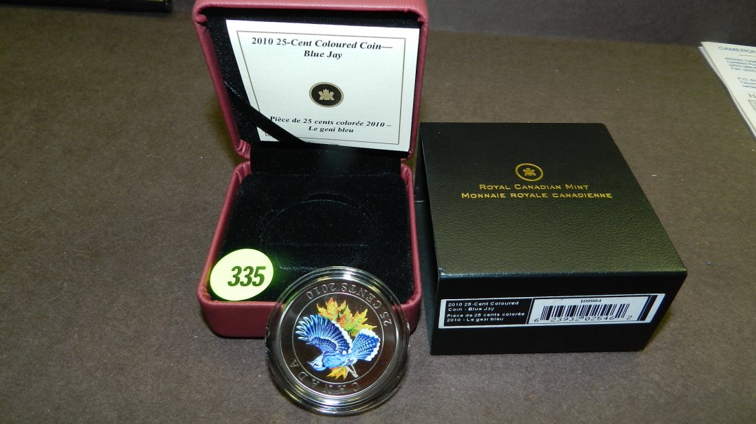 2010 25 Cent Blue Jay Coloured Bird Series Royal: 2010 25 Cent Blue Jay Coloured Bird Series Royal Canadian Mint Coin
