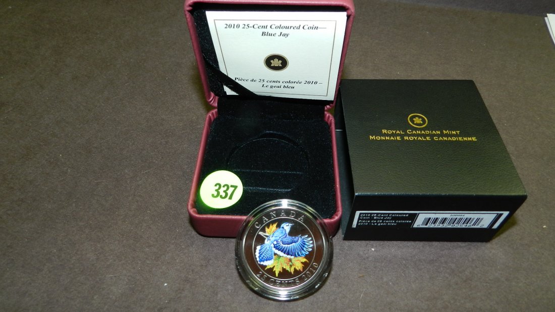 2010 25 Cent Blue Jay Coloured Bird Series Royal: 2010 25 Cent Blue Jay Coloured Bird Series Royal Canadian Mint Coin