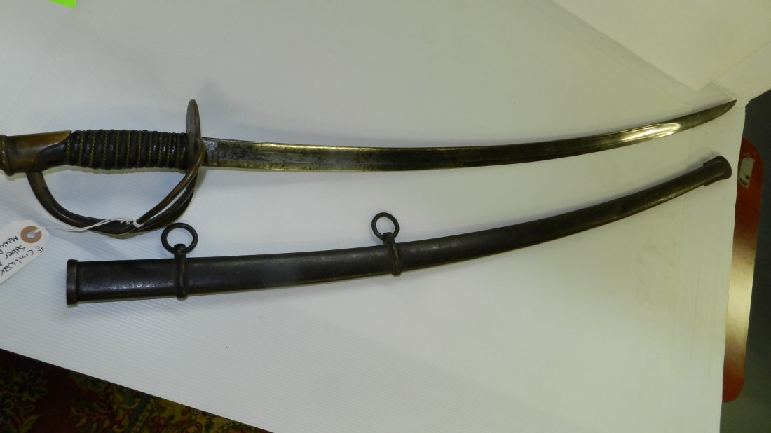 Wonderful Civil War saber by Ames MF Co. Cincinnati,: Wonderful Civil War saber by Ames MF Co. Cincinnati, Ohio Calvary sword with original sheath