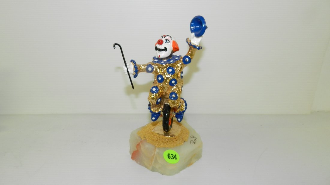Original signed Ron Lee Clown Figurine / sculpture on: Original signed Ron Lee Clown Figurine / sculpture on marble base on unicycle