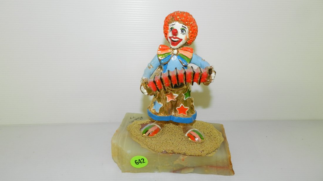 Original signed Ron Lee Clown Figurine / sculpture on: Original signed Ron Lee Clown Figurine / sculpture on marble base Accordion
