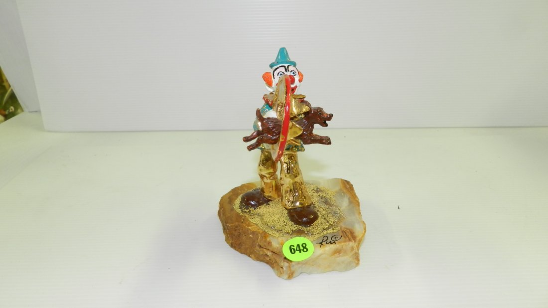 Original signed Ron Lee Clown Figurine / sculpture on: Original signed Ron Lee Clown Figurine / sculpture on marble base trick dog