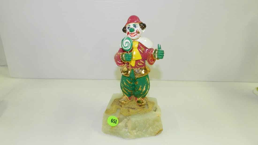 Original signed Ron Lee Clown Figurine / sculpture on: Original signed Ron Lee Clown Figurine / sculpture on marble base lollipop