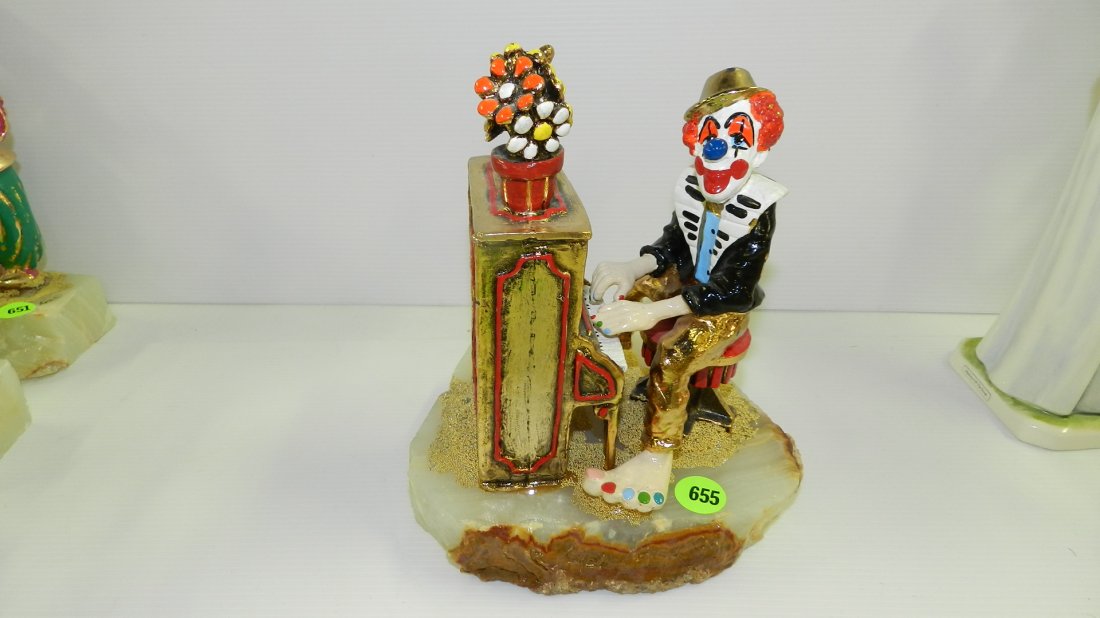 Original signed Ron Lee Clown Figurine / sculpture on: Original signed Ron Lee Clown Figurine / sculpture on marble base playing piano