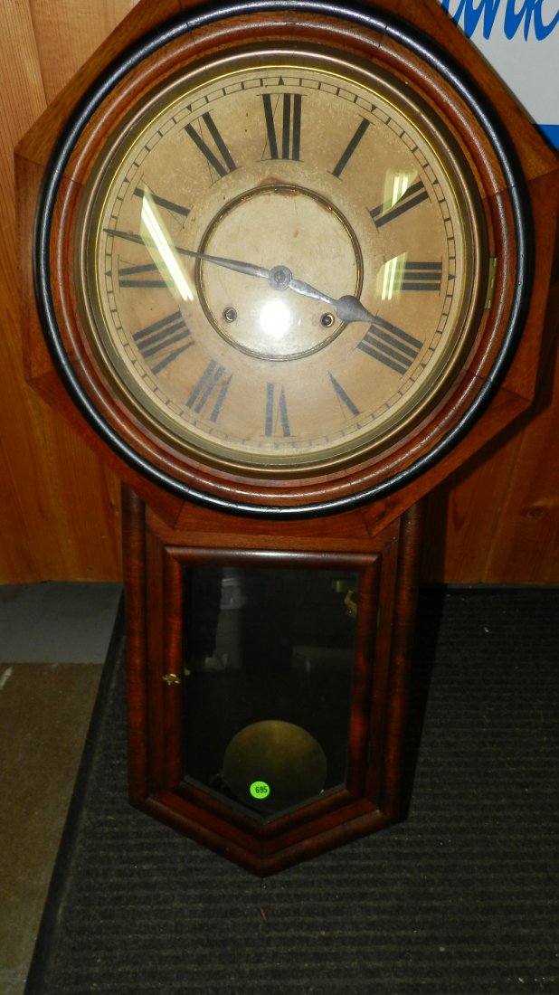 Antique Oak American wall clock,: Antique Oak American wall clock,