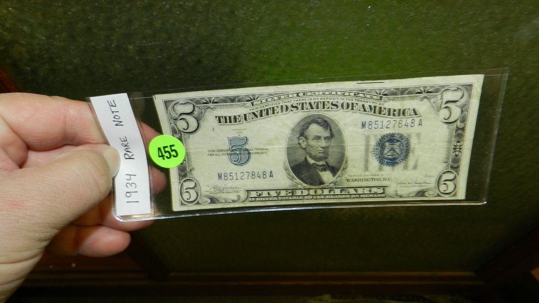 rare 1934 five dollar note: rare 1934 five dollar note