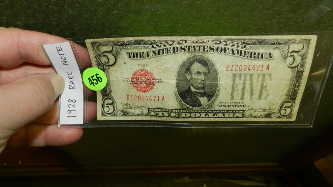 rare 1928 five dollar note: rare 1928 five dollar note