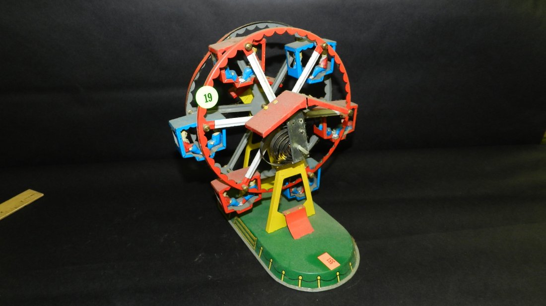 Vintage tin wind up merry-go-round toy, untested, no: Vintage tin wind up merry-go-round toy, untested, no key
