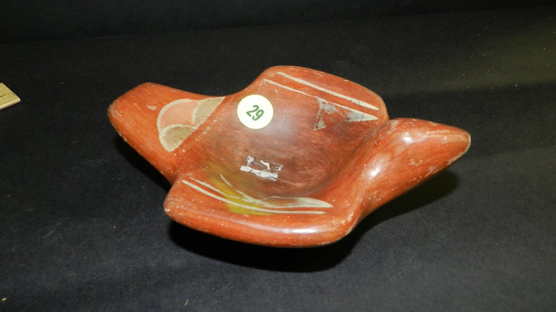 Original handmade and painted Native American bird: Original handmade and painted Native American bird dish, San Juan, COND VG