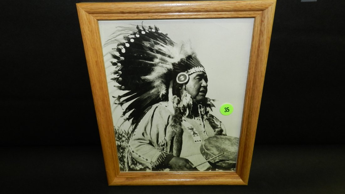 Original framed black and white vintage (1950's) photo: Original framed black and white vintage (1950's) photo of Native American, Chief Umatilla