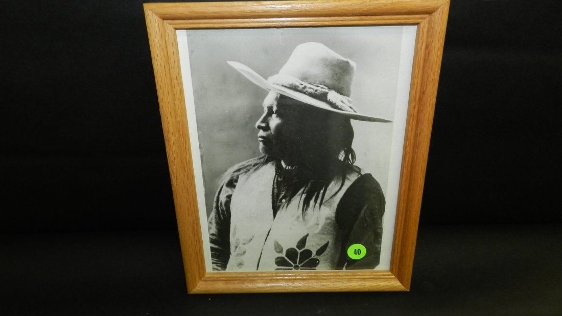 Original framed black and white vintage (1950's) photo: Original framed black and white vintage (1950's) photo of Native American Indian Warrior, in beaded vest