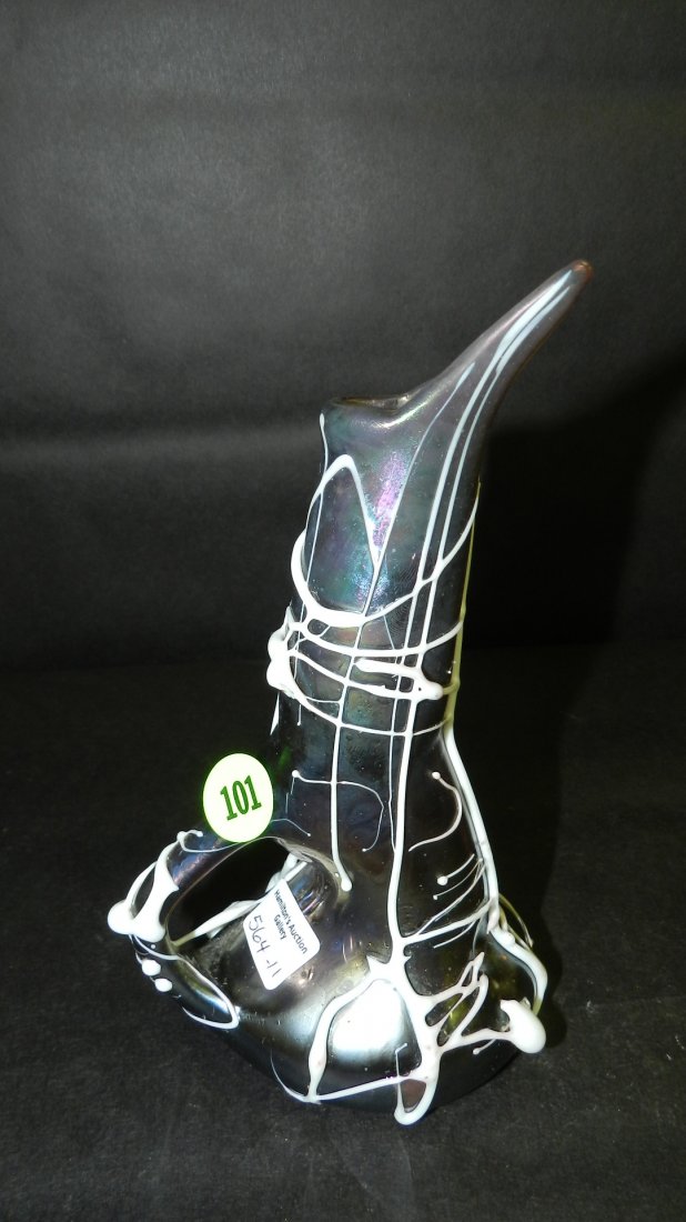 Lovely art glass ewer, Loetz?: Lovely art glass ewer, Loetz?