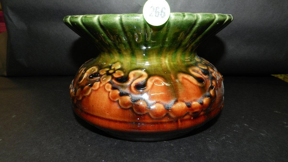 ladies Majolica pottery spittoon, wreath design: ladies Majolica pottery spittoon, wreath design