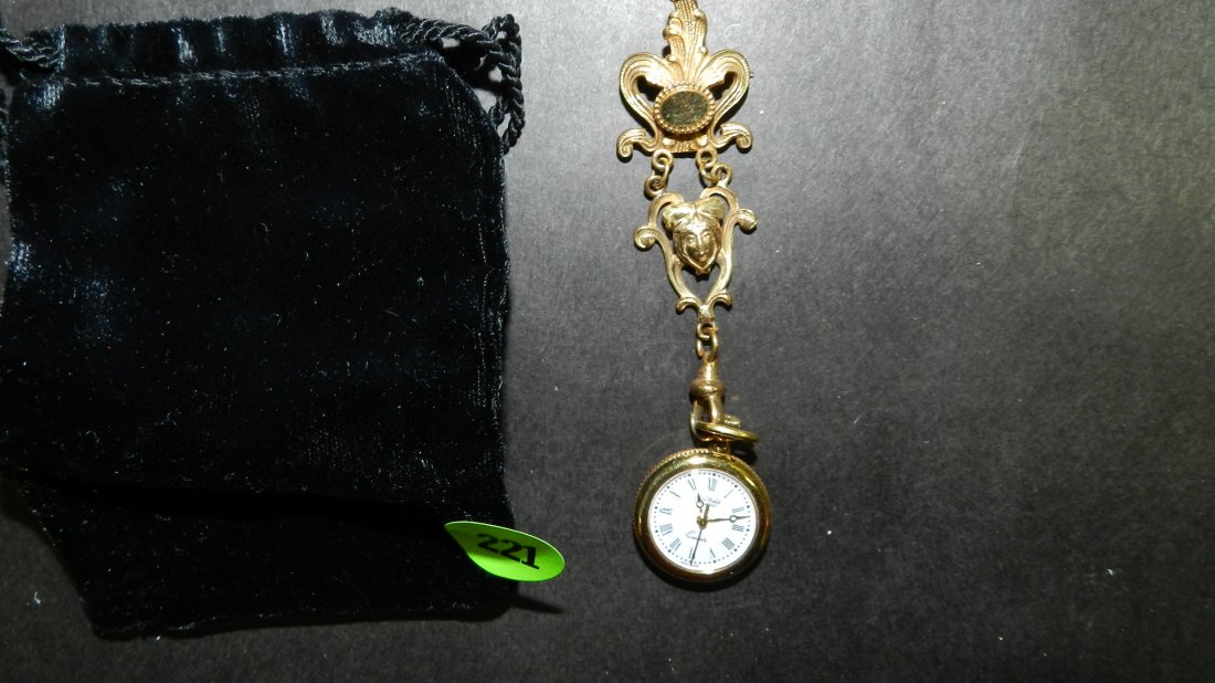 Unique antique ladies gold plated lapel pin watch,: Unique antique ladies gold plated lapel pin watch, Swiss made