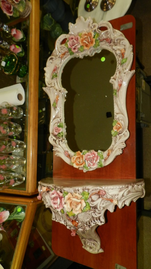 capodimonte hall mirror with wall shelf, special shippi: capodimonte hall mirror with wall shelf, special shipping required