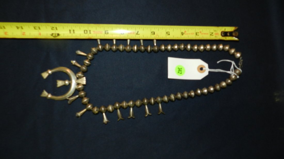 Original, Native American, pawn silver, Navajo, Naja: Original, Native American, pawn silver, Navajo, Naja Squash Blossom necklace, COND VG