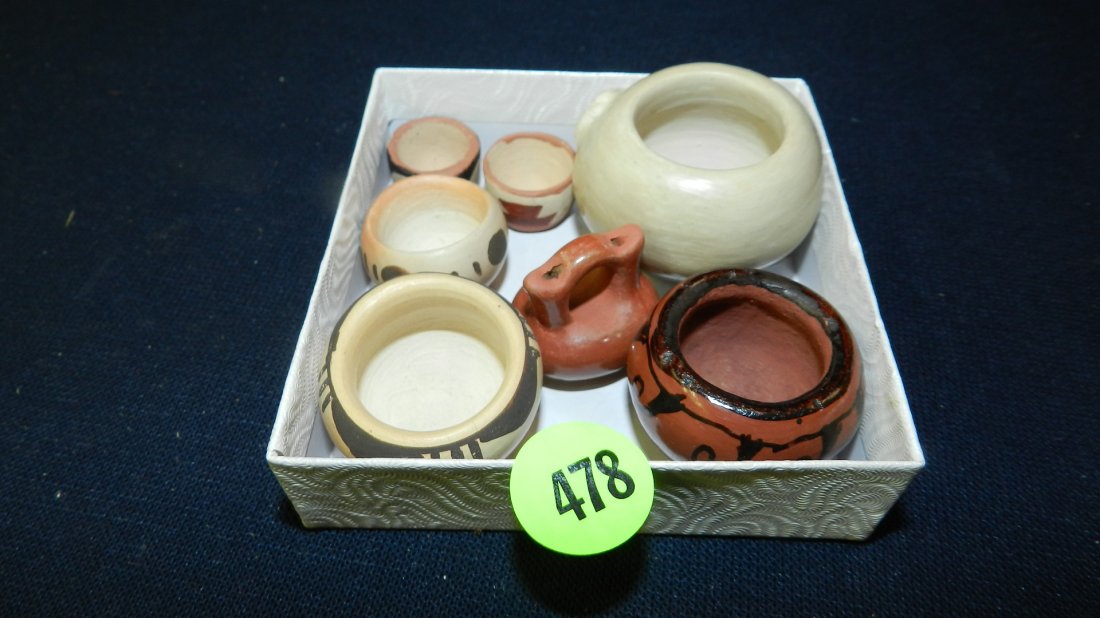 Group of original handmade and painted Native American: Group of original handmade and painted Native American vessels-miniature, some signed