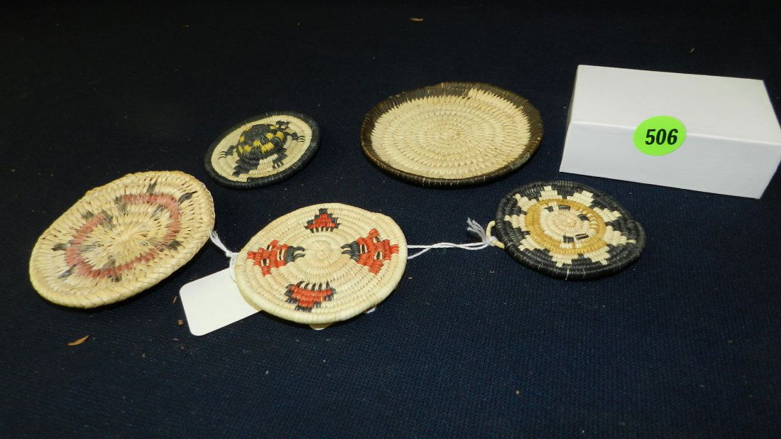 group of small Native American hand woven items, cond: group of small Native American hand woven items, cond VG