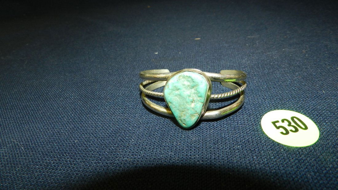 Native American pawnn silver and turquoise bracelet: Native American pawnn silver and turquoise bracelet (child's size)