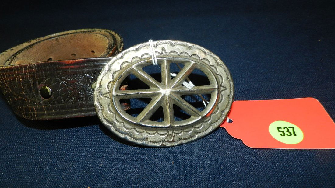 Native American pawnn silver belt and buckle: Native American pawnn silver belt and buckle
